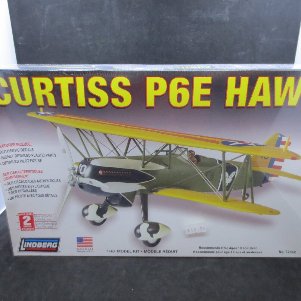 Lindberg Curtiss P6E Hawk Biplane 72542 1:48 - New in Sealed Box